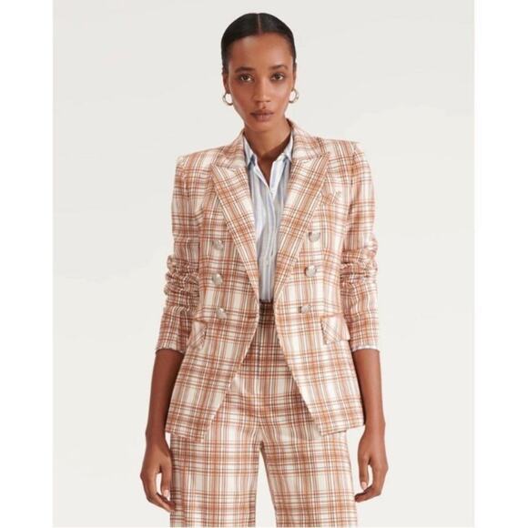 Veronica Beard Miller Dickey Statement Plaid Crested Button Jacket Size 6